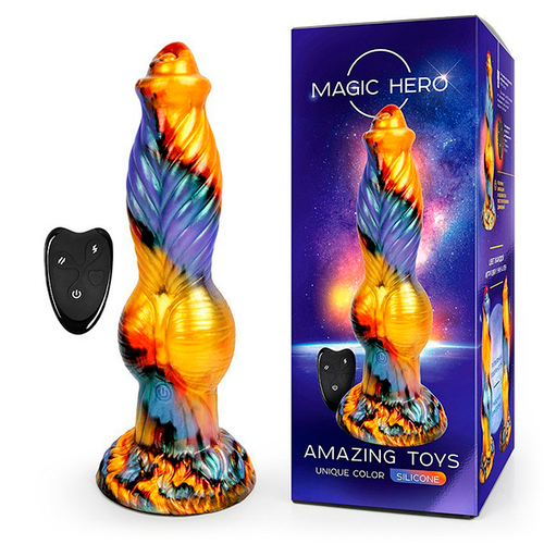 Разноцветный фантазийный вибромассажер 26см с пультом ДУ Bior Toys Magic Hero MH-13020