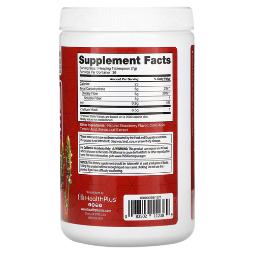 Health Plus, средство для очищения кишечника, натуральная клубника, 255 г (9 унций)