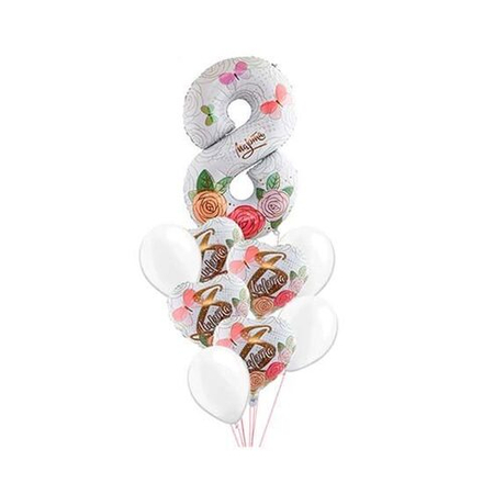 Композиция на 8 Марта с шаром-цифрой