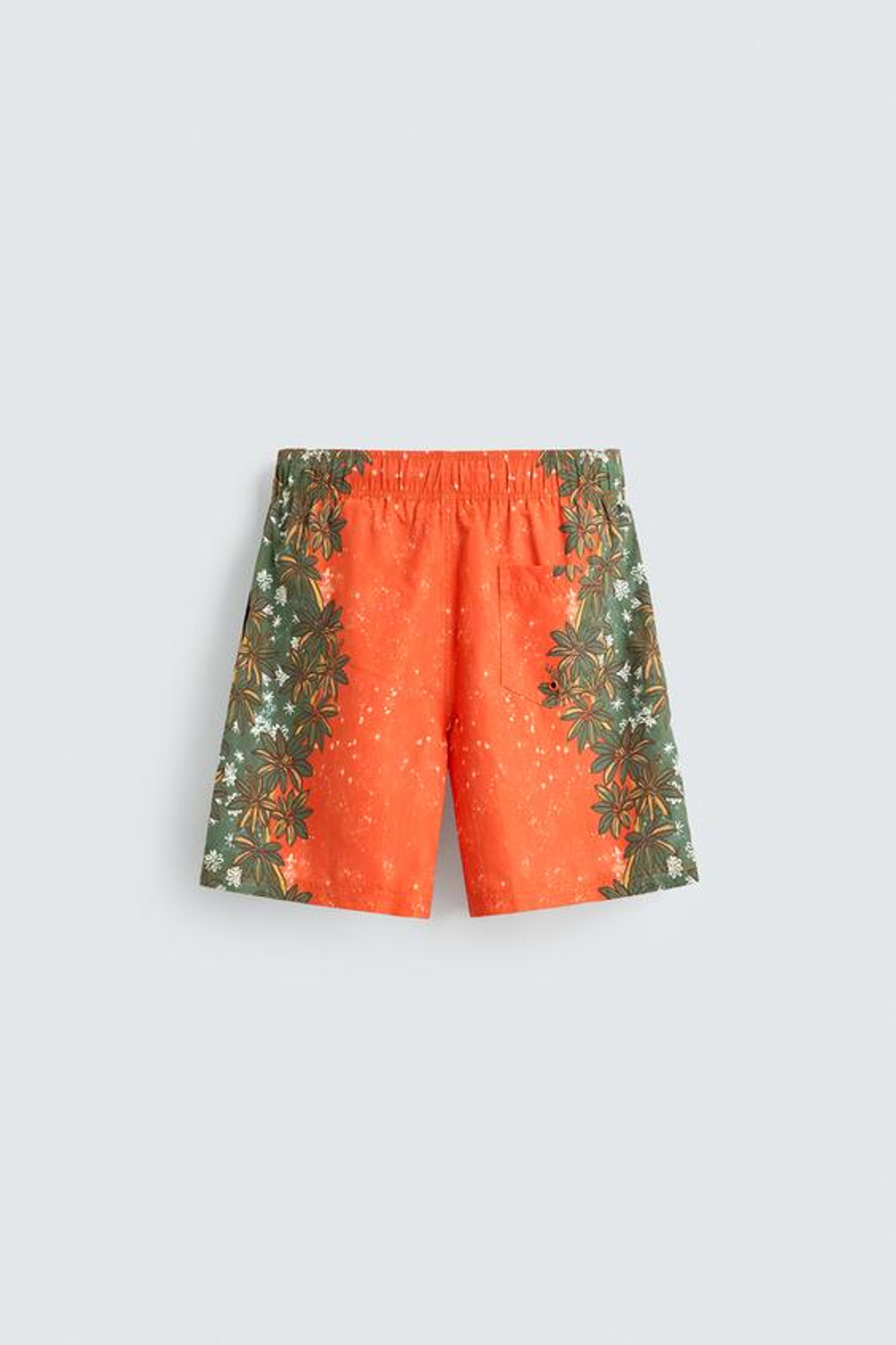 ZARA ДЛИННЫЕ ПЛАВКИ С ЦВЕТОЧНЫМ ПРИНТОМ, КОРАЛЛОВЫЙ