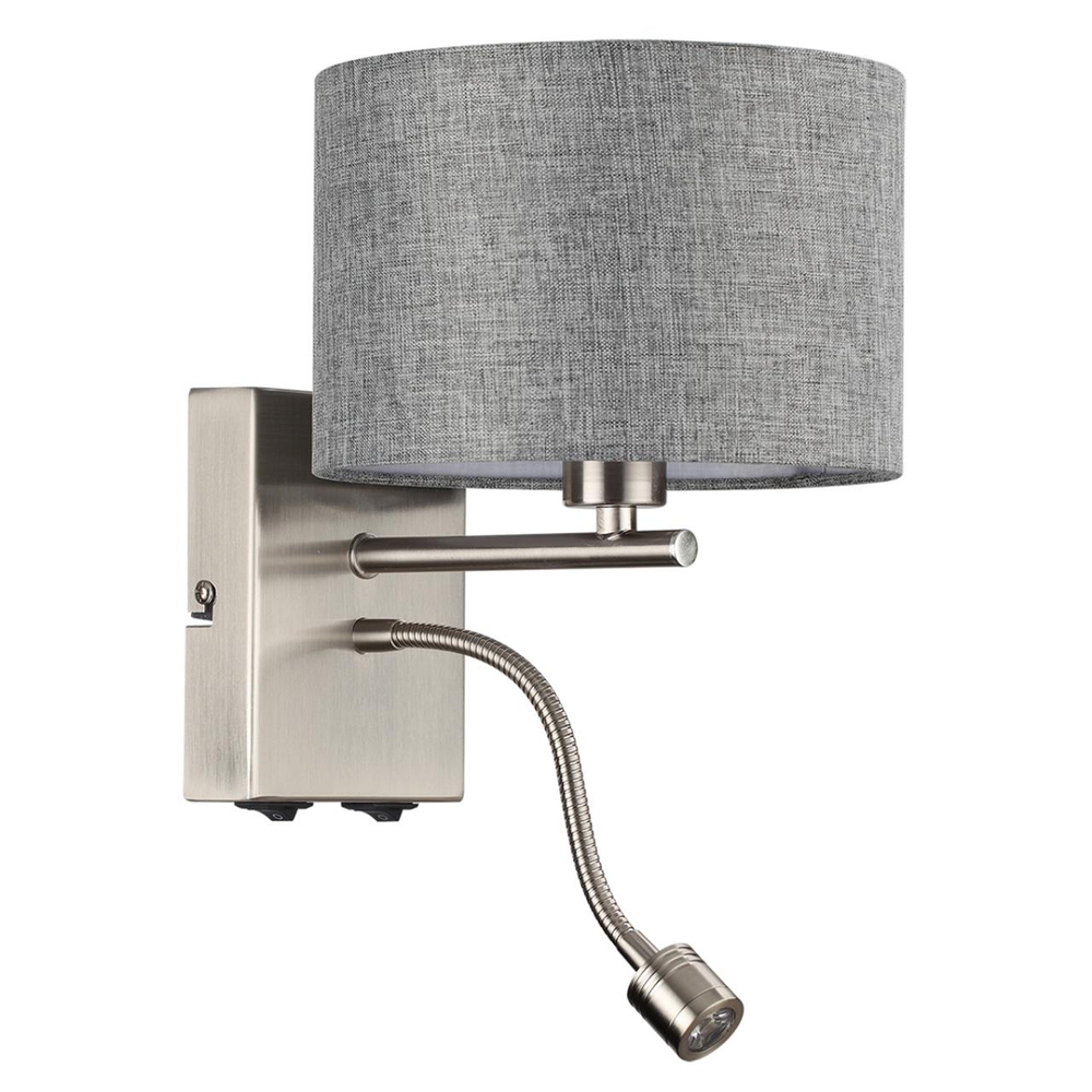 8251/2W MODERNI LN26 530  никель/серый, металл/текстиль бра Е14 40W + LED 3W 4000K 220V NIKKI