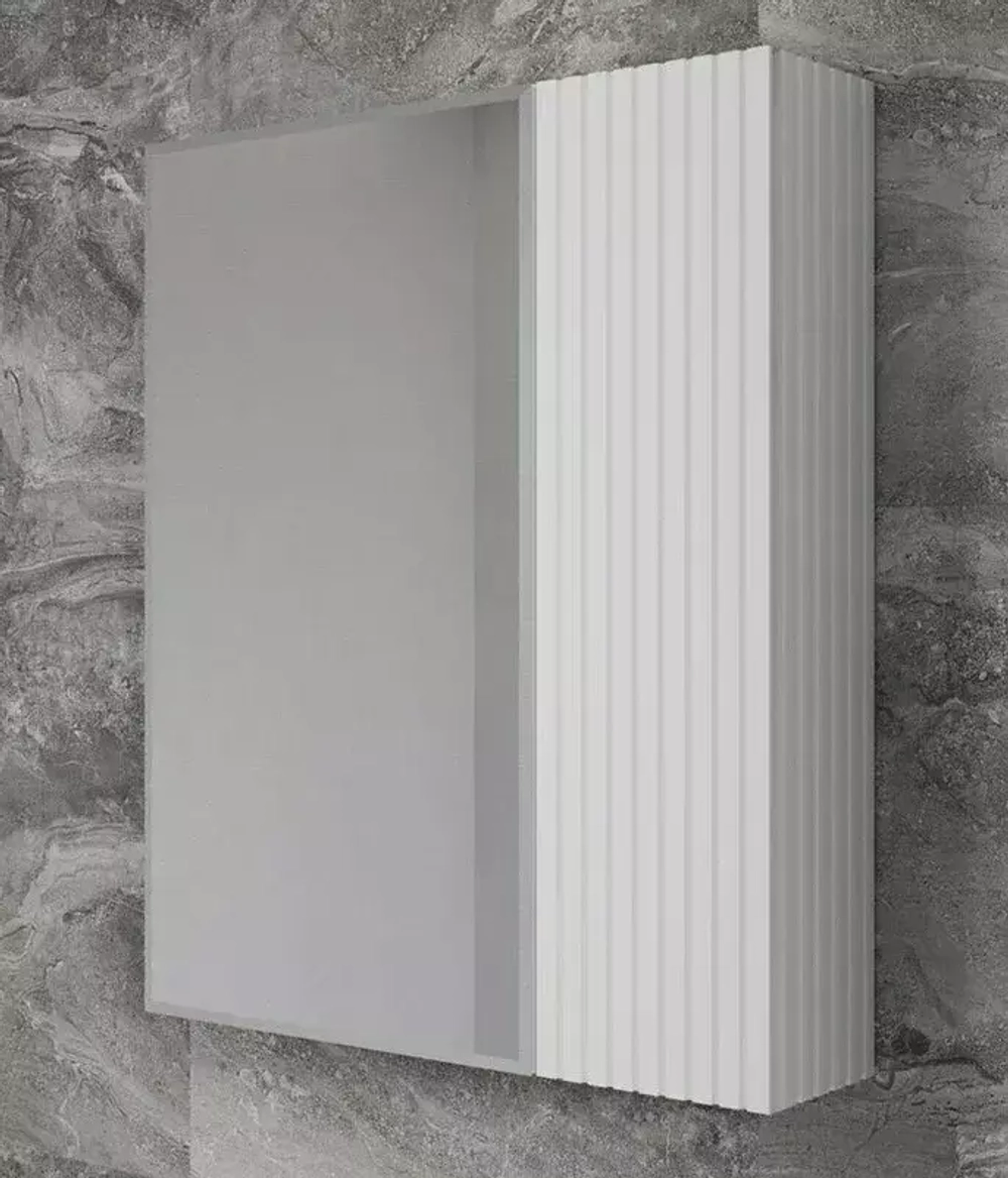 Зеркальный шкаф «Стокгольм» 60 см белый рифленый софт