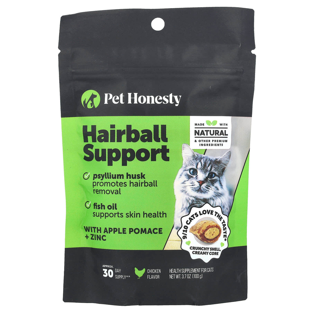 Pet Honesty, Hairball Support, для кошек, с курицей, 100 г (3,7 унции)