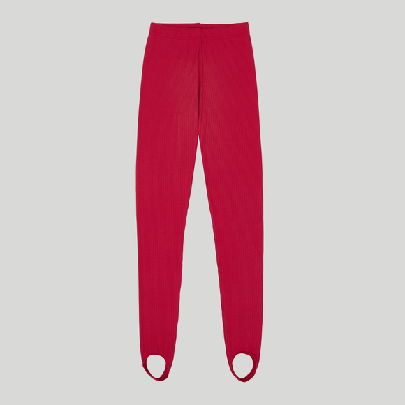 Ribbed Stirrup Leggings Mandevilla Red