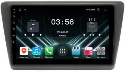 Магнитола для Skoda Rapid 1 2012-2020 (рамка тип 2) - FarCar DX3043M монитор 9" IPS на Android 13, 4+64Гб, CarPlay