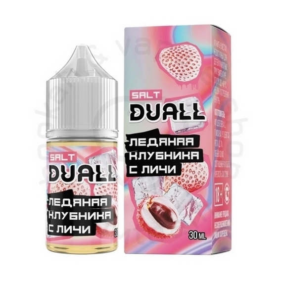 Безникотиновая жидкость для ЭСДН DUALL ZERO с ароматом ледяной клубники с личи, 28мл, 0мг/см3 (M)