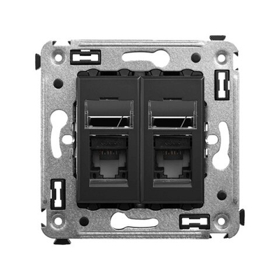 Компьютерная розетка RJ-45 в стену, кат.5e двойная, "Avanti", "Черный матовый"
