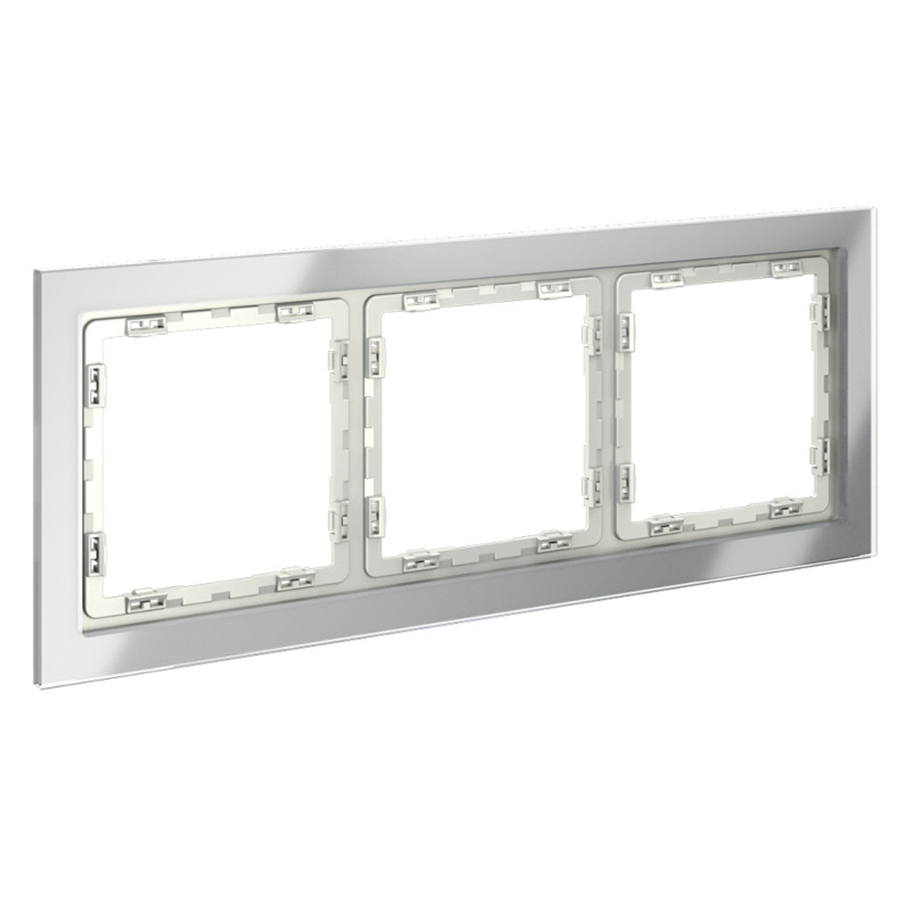 Рамка стеклянная VOLTUM S70 на 3 поста, (сталь, стекло)