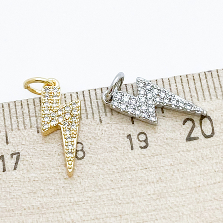 Подвеска Молния, цвет золото, фианиты, размер 17*7 мм, цена за 1 шт