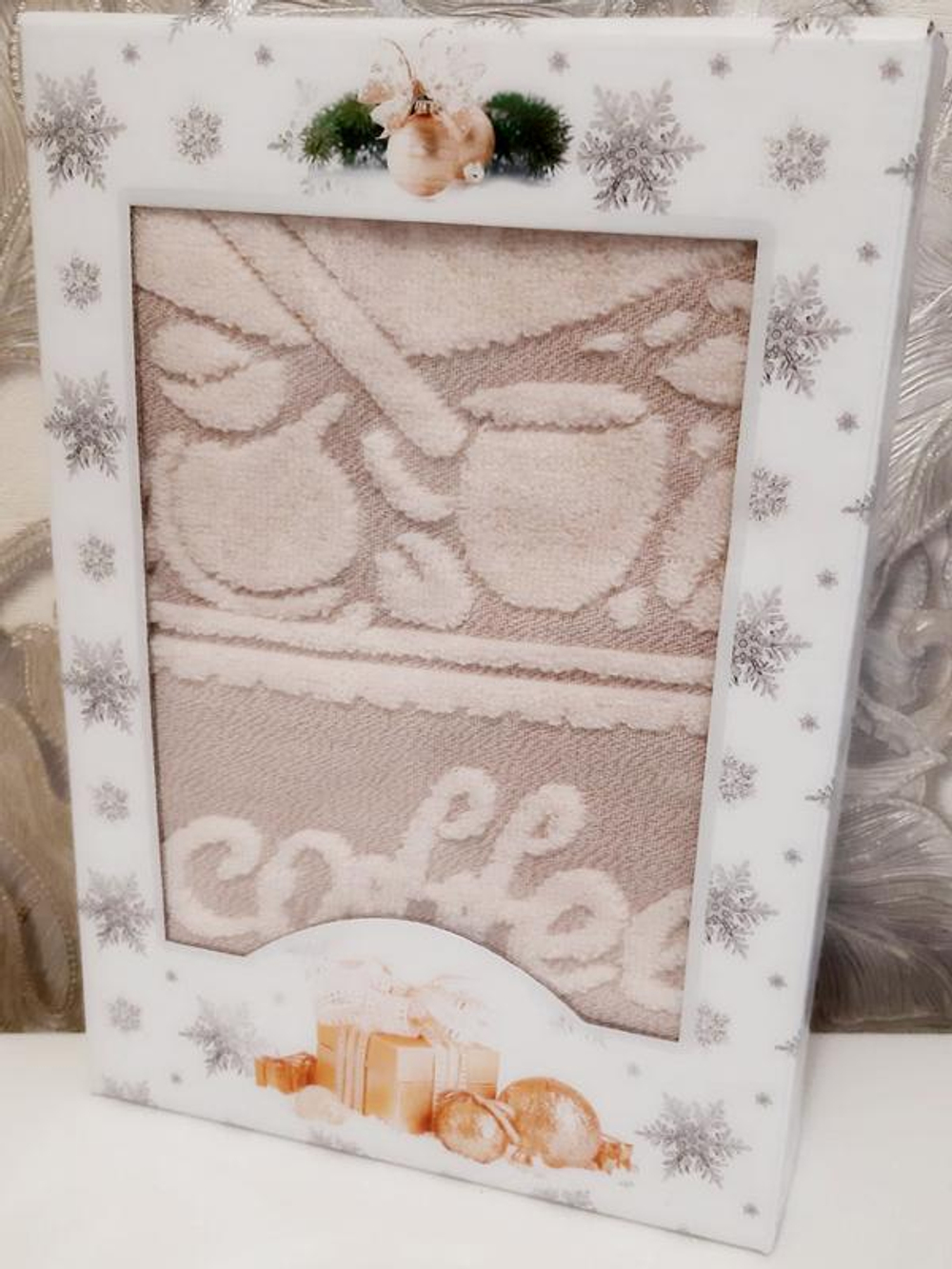 Полотенце кухонное махра-хлопок "НТ. COFFEE" в подарочной упаковке, 100% хлопок, Китай.