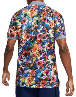 Мужское теннисное поло Nike Dri-Fit Printed Slim Fit Polo - ashen slate/white