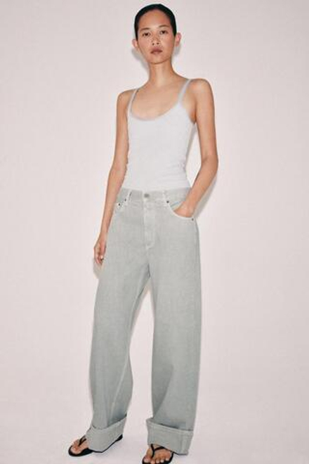 ZARA ДЖИНСЫ BAGGY СО СРЕДНЕЙ ПОСАДКОЙ — ZW COLLECTION, ПАСТЕЛЬНО-СИНИЙ