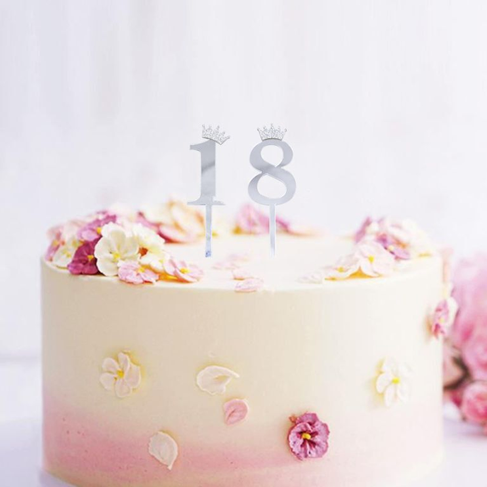 Топпер акриловый  «Цифра 7» (10,5 см, серебряный)