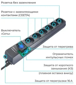 Сетевой Фильтр Pilot S-max 6 розеток 5м