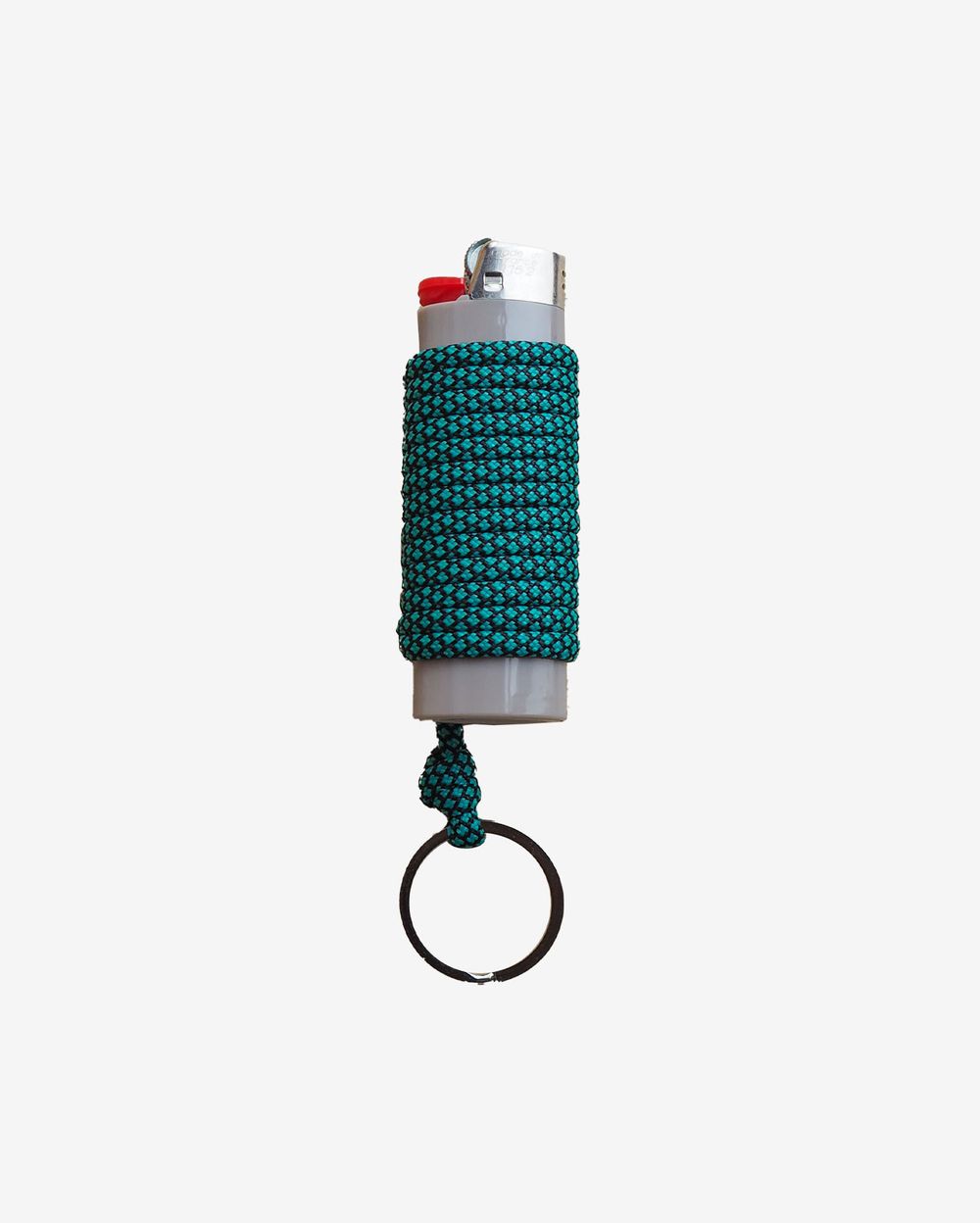 Зажигалка Ack Items серая (бирюзово-чёрный шнурок)