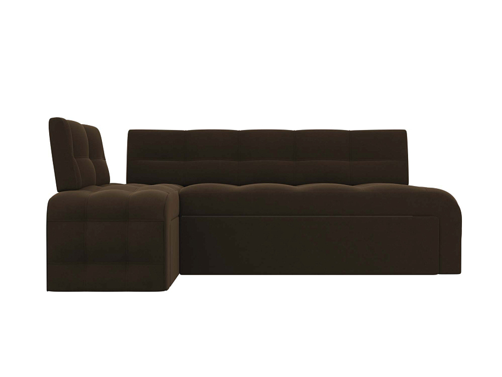 Диван кухонный угловой Люксор левый угол, Коричневый, Микровельвет, 28603L