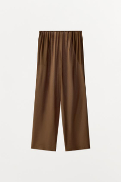 ZARA БРЮКИ ИЗ 100% ШЕЛКА, КОРИЧНЕВЫЙ