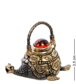 Народные промыслы AM-2245 Фигурка «Чайник Черепаха» (латунь, янтарь)