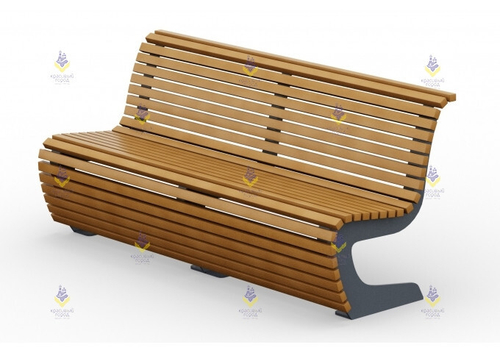 Скамья парковая на металлическом основании со спинкой тип-2