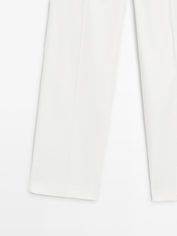 Massimo Dutti Брюки прямого кроя из смесового льна, белый