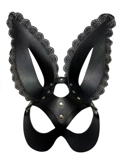 Маска зайки с кружевом на ушках (Цвет: черный)