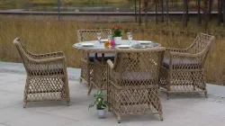 "Эспрессо" плетеный круглый стол, диаметр 118 см, цвет соломенный