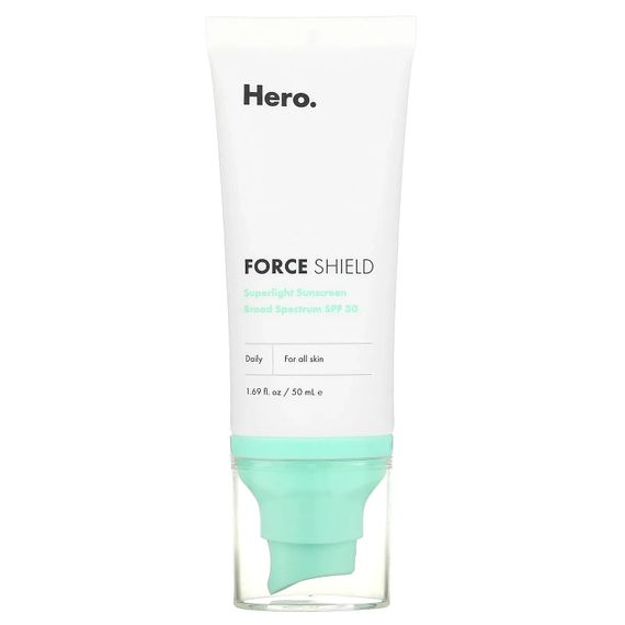 Hero Cosmetics, Force Shield, сверхлегкое солнцезащитное средство, SPF 30, 50 мл (1,69 жидк. унц.)