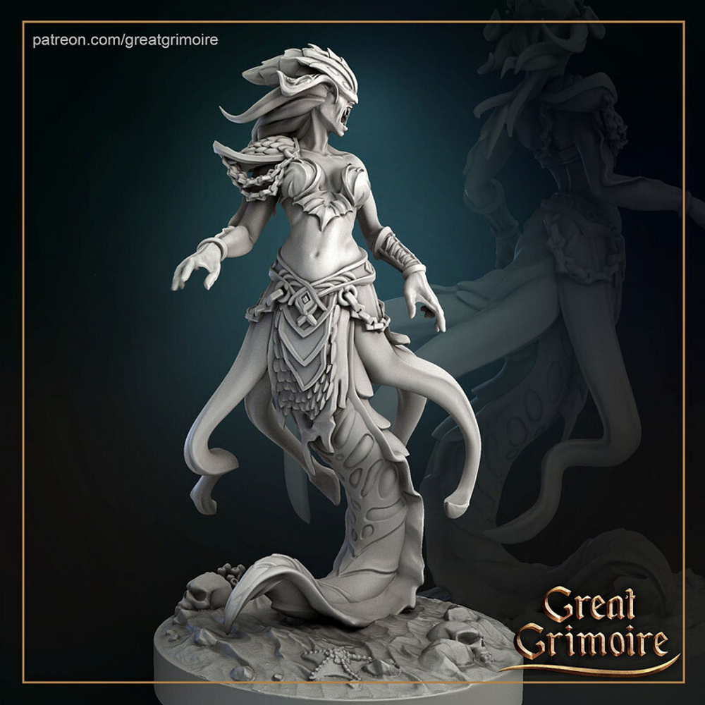 Mermaid Русалка  Монстр Существо миниатюра для dnd, днд, pathfinder, фентези, Настольная игра, НРИ, Варгейм, РПГ