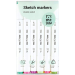 Скейтчмаркеры 12 шт. цветочная гамма, двусторонние ПВХ-бокс (Meshu)