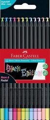 Rəngli karandaş \ Цветные карандаши Faber-Castell Colouring Pencils Black Edition Neon and Pastel Colours, Set of 12, Multicolor (116410)