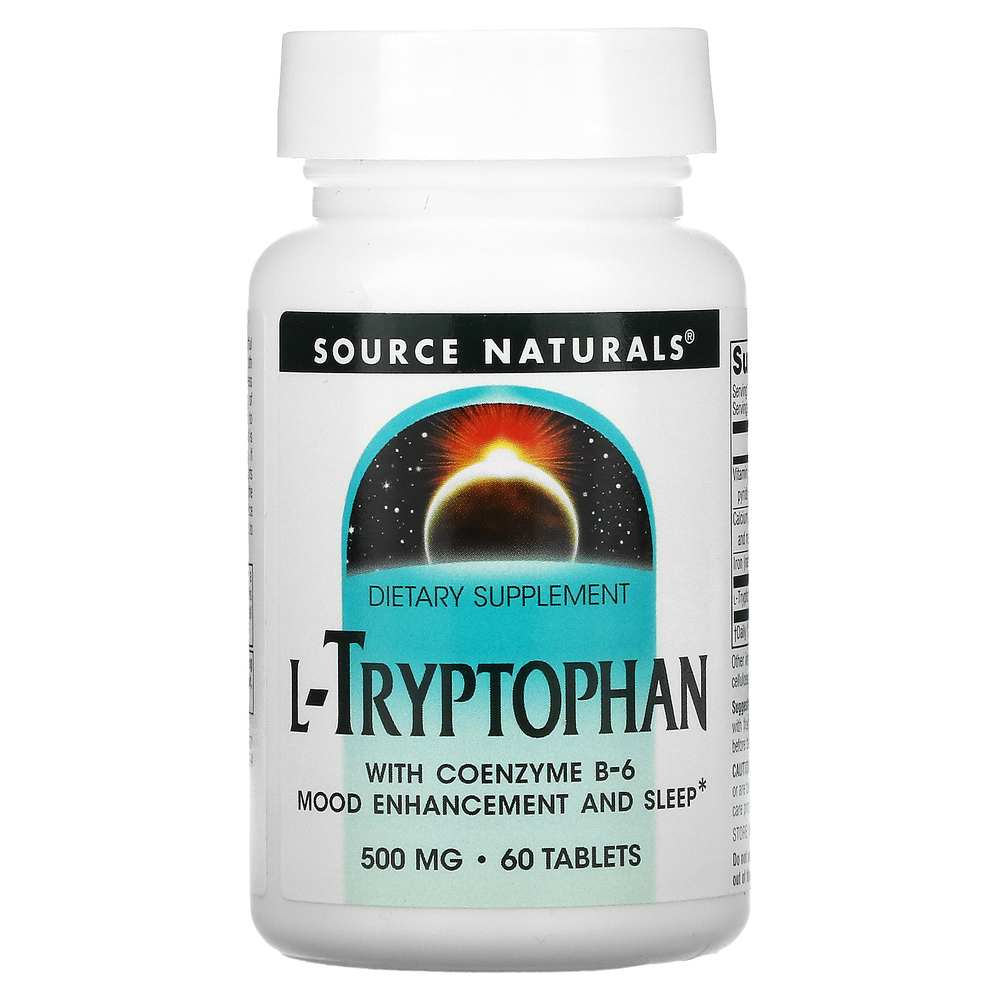 Source Naturals, L-триптофан с витамином В6 в коэнзимной форме, 500 мг, 60 таблеток