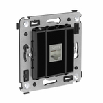 Компьютерная розетка RJ-45 без шторки в стену, кат.6 одинарная экранированная, "Avanti", "Черный квадрат"