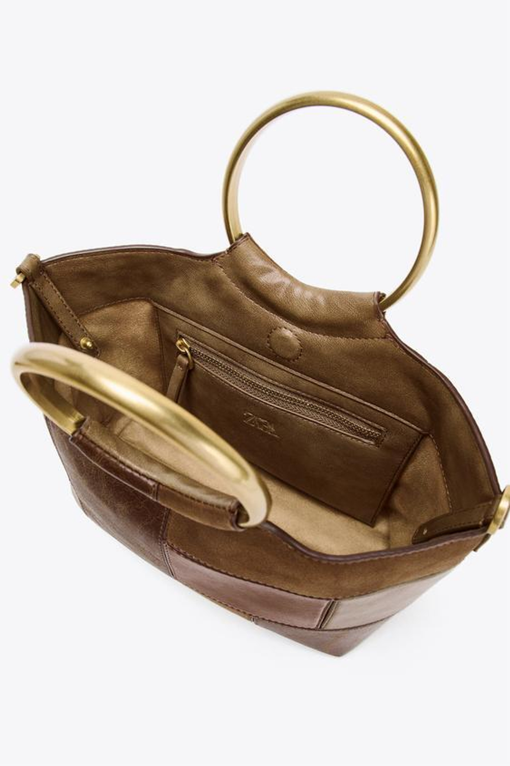 ZARA МИНИ-СУМКА-МЕШОК ИЗ ПЭЧВОРКА С ЖЕСТКИМИ РУЧКАМИ, РАЗНОЦВЕТНЫЙ