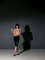 Юбка карандаш с полупрозрачной попой Le Frivole wet look черный XXL/XXXL