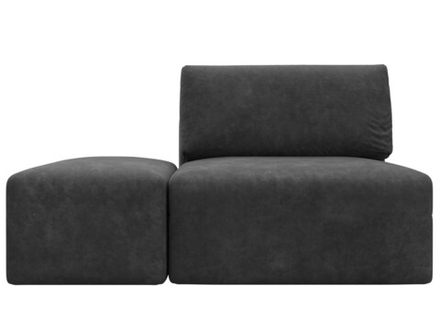 Модули диван и пуф Лига-060 НПБ, BRUT 16 темно-серый, Велюр, 129603