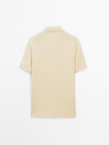 Massimo Dutti Футболка-поло из хлопка, ванильный