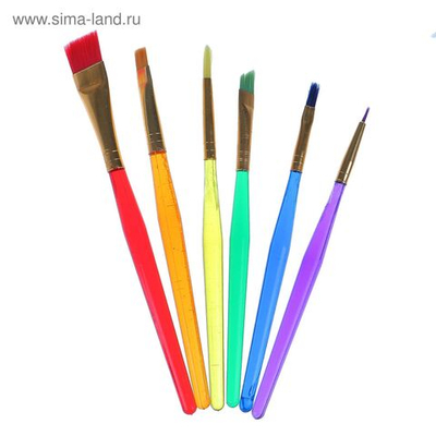 Набор кистей Радуга синтетика, 6 штук