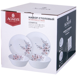 НАБОР СТОЛОВЫЙ AGNESS FLOWER SYMPHONY 19ПР: 24СМ/21,5СМ/15СМ /19СМ. 598-077