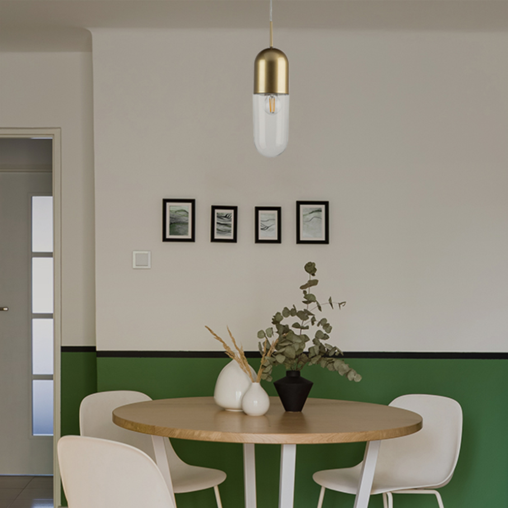 690013 Подвесной светильник RAMO 1х40W E27 ШАМПАНЬ/ПРОЗРАЧНЫЙ