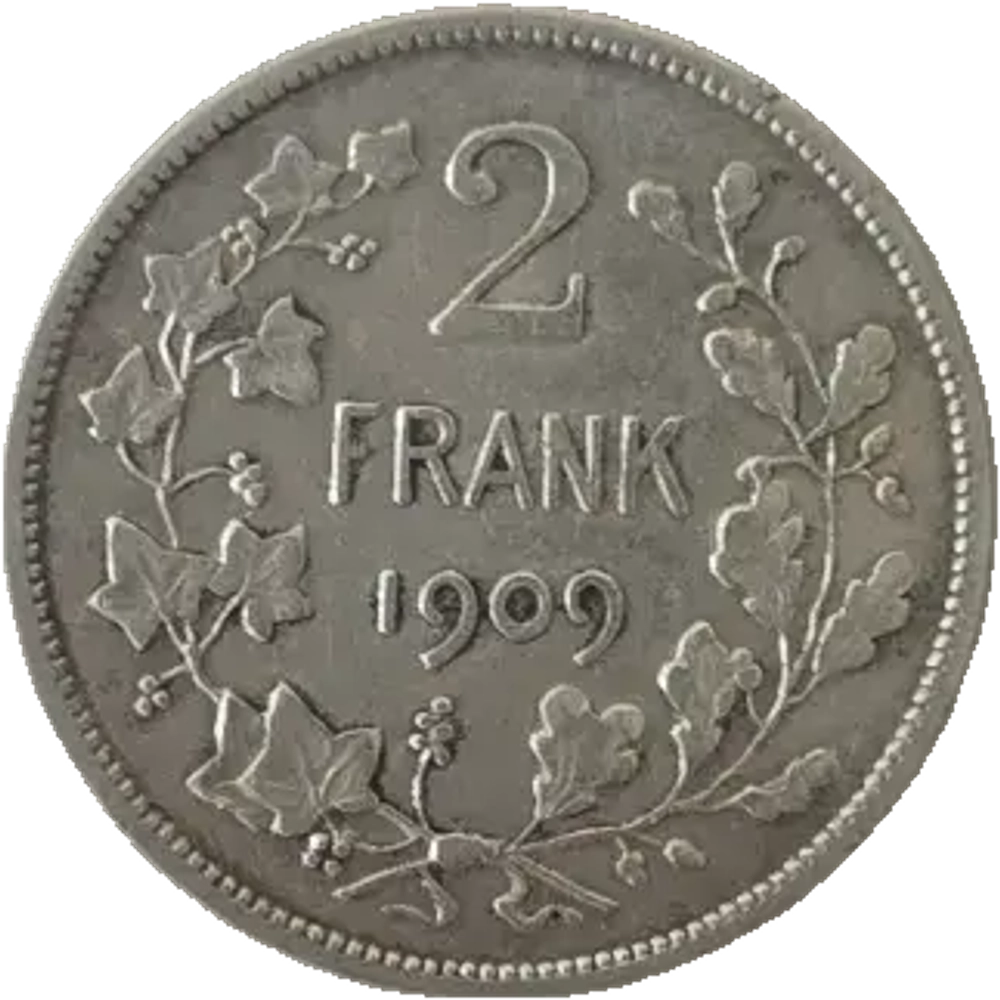 Belgium, 2 Francs 1909 – King Leopold II