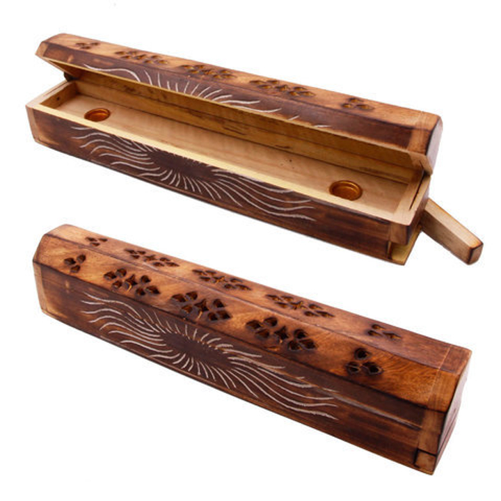 Подставка под благовония Пенал Солнце, дерево антик, узор микс, 30 x 5,5 x 6 см