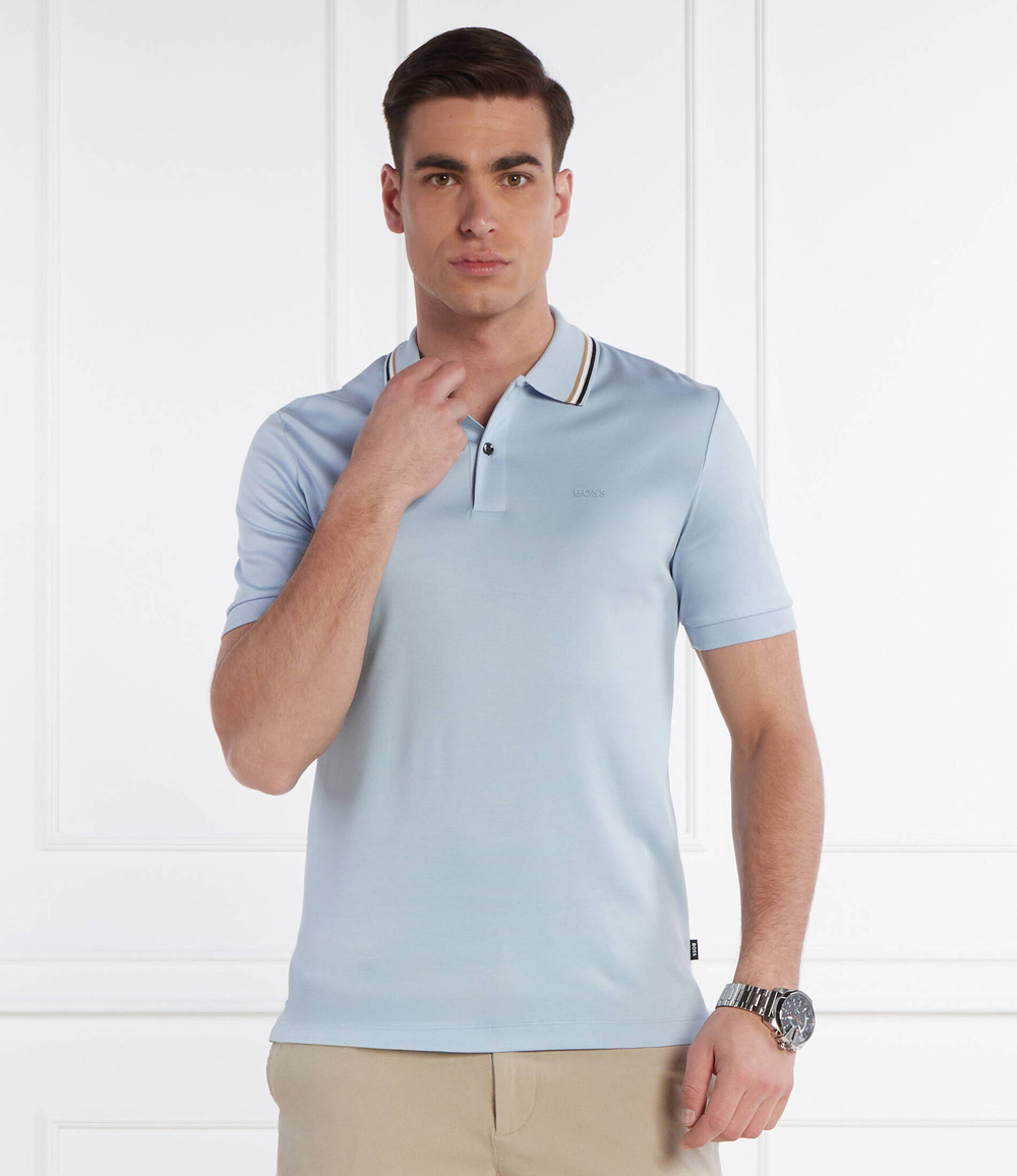 Поло Penrose 38 BOSS BLACK - голубой(50469360)