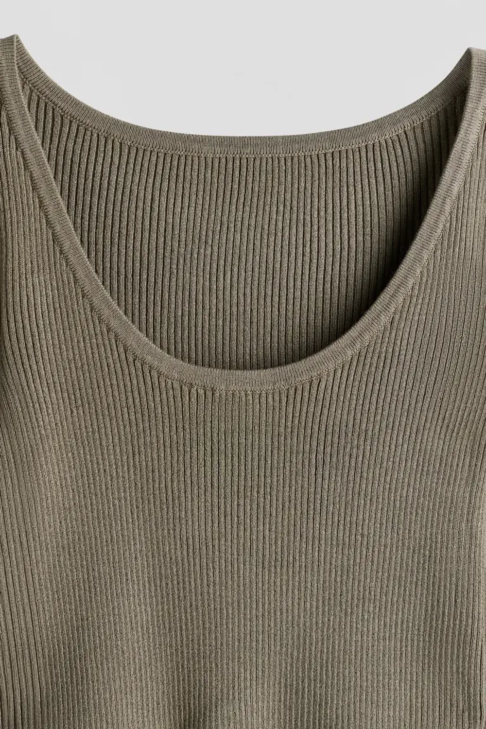 H&M Топ в рубчик с длинными рукавами, хаки