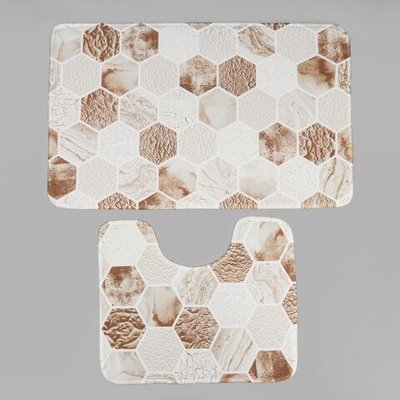 Набор ковриков для ванной и туалета «Соты» (Цвет: не задано)