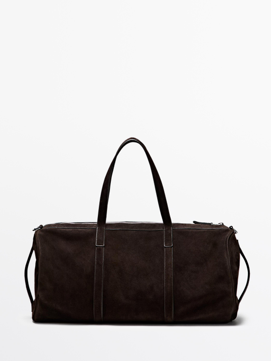 Massimo Dutti Дорожная сумка из замшевой кожи, коричневый