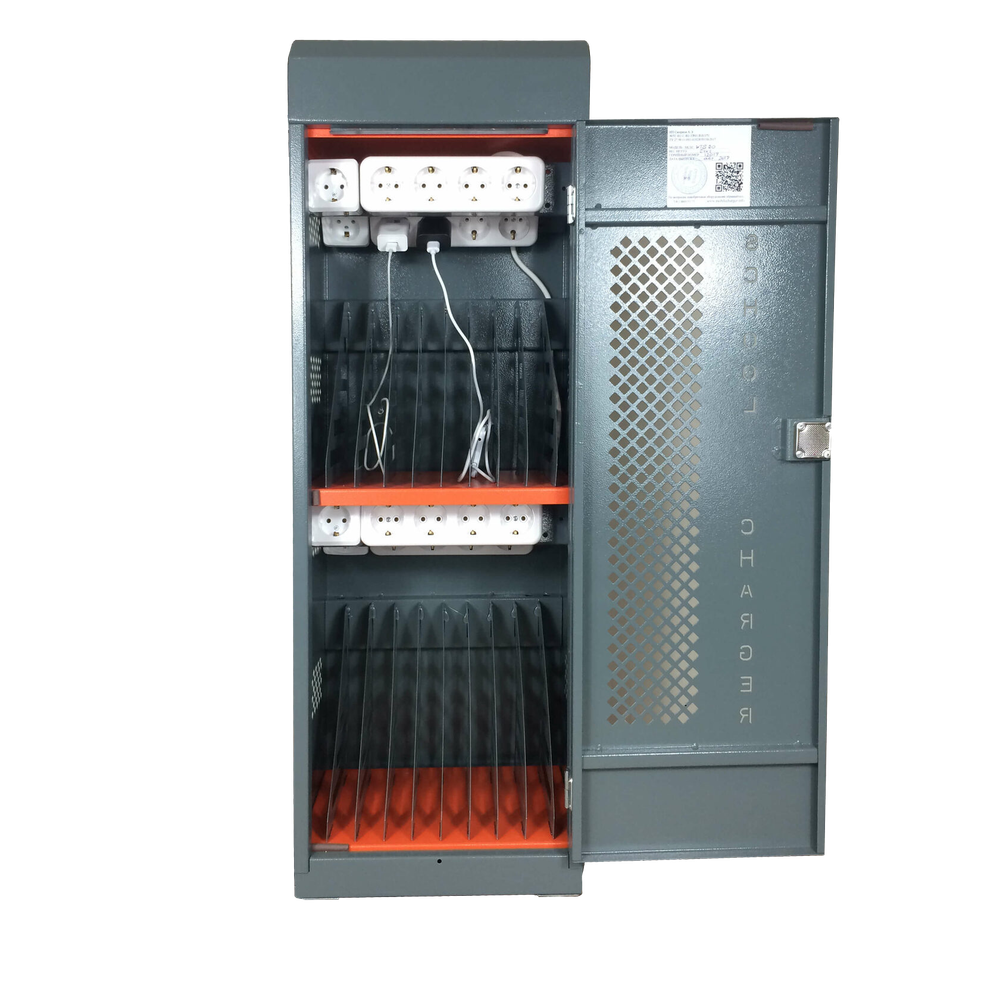 Навесной шкаф c розетками для зарядки 20 планшетов