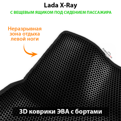 Автомобильные коврики ЭВА с бортами для LADA X-Ray с вещевым ящиком переднего пассажира