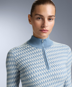 Oysho Бесшовная термофутболка базового слоя из жаккардового трикотажа, голубой