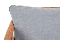 "Диего" кресло плетеное из роупа, каркас алюминий светло-серый (RAL7035) муар, роуп оранжевый меланж круглый, ткань светло-серая