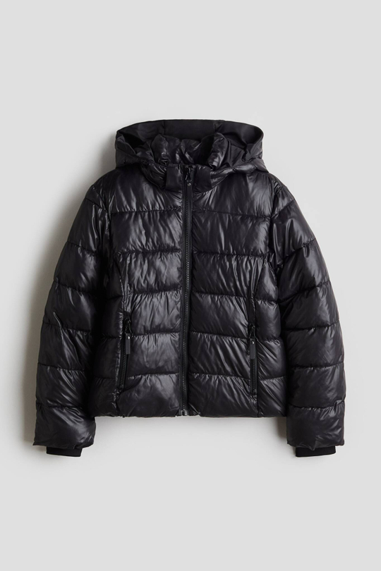 H&M Пуховая куртка с капюшоном, угольный